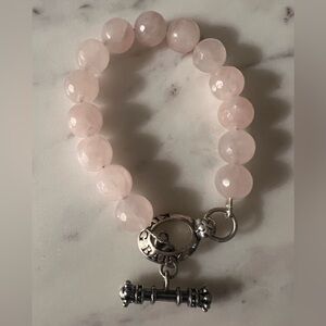 King Baby Studio rose quartz and silver bracelet